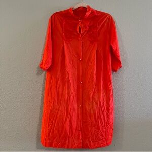 Vintage 60s Gaymode Penney’s Red Lace Accent Covered Buttons Sleepshirt Sz L GVC